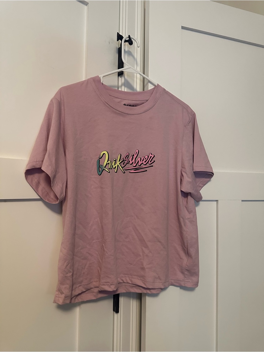 Quiksilver Lavender Tee with Multicolor Script Logo